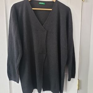 United Colors of Benneton V Neck Sweater Top Dark Grey Sz S